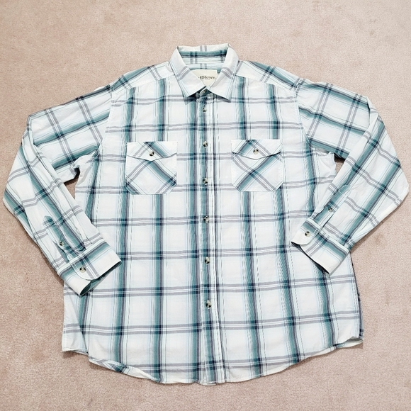 RUFF HEWN Men’s Plaid Long Sleeve Casual Button Up Shirt 100% Cotton Size XL - Picture 1 of 9